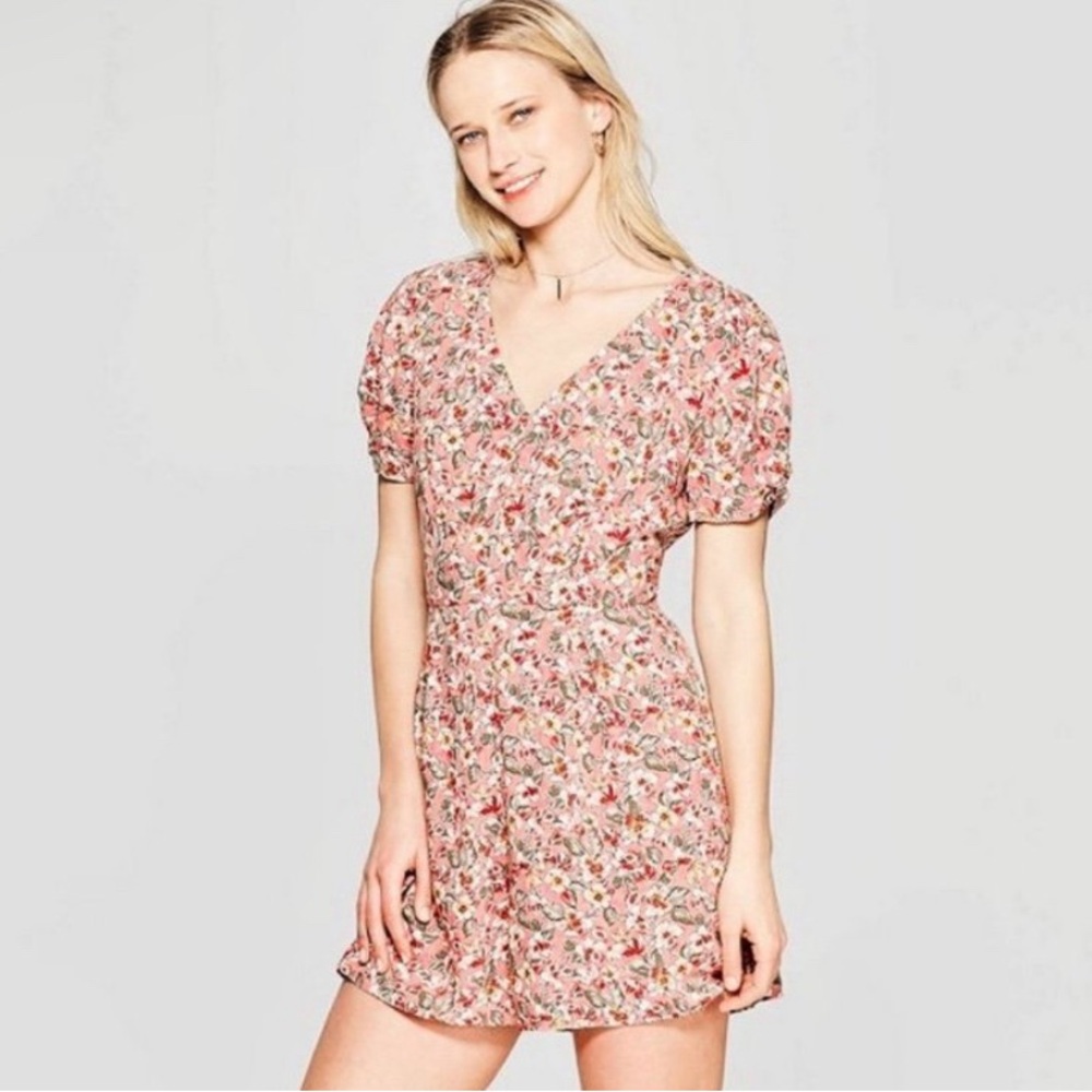 Pink floral romper